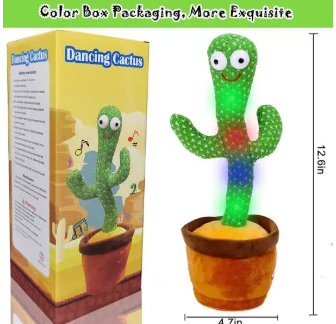 Dancing Cactus Talking Toy, Cactus Plush Toy, Wriggle & Singing Recording Repeat What You Say Funny Education Toys for Babies Children Playing(Cactus Toy)