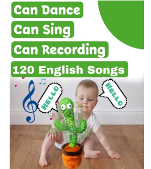 Dancing Cactus Talking Toy, Cactus Plush Toy, Wriggle & Singing Recording Repeat What You Say Funny Education Toys for Babies Children Playing(Cactus Toy)