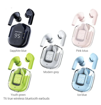 Air31 Earbuds Wireless | WITH POUCH | Crystal Transparent Bluetooth 5.3 | LED Digital Display Airpods