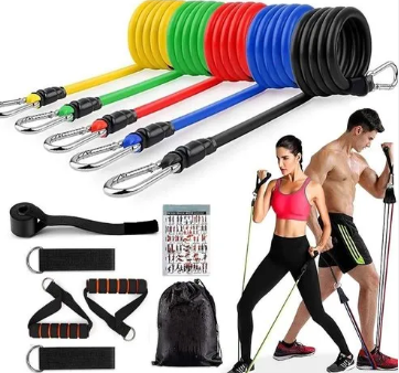 Gym Belt | 5-in-1 Power Exercise Resistance Band Set – Adjustable Fitness Equipment for All | Without Box | Pouch Packing