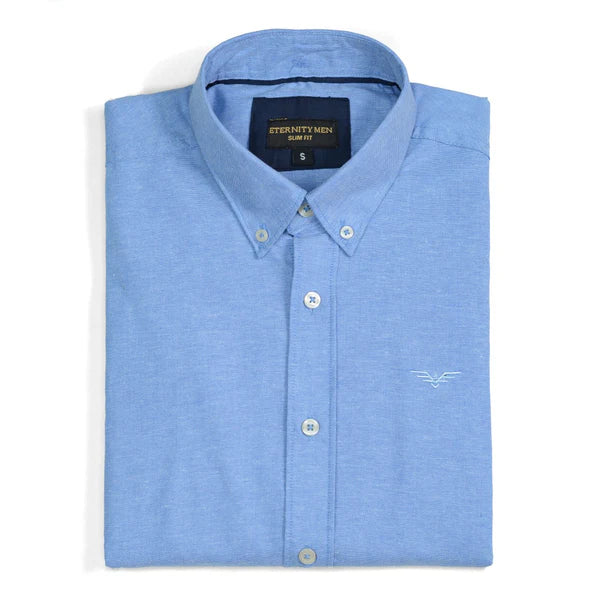 Denim Blue Logo Embroidered Oxford Shirt | Large | Extra Large