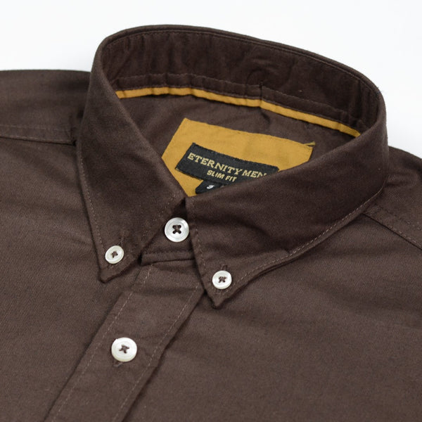 Coffee Brown Logo Embroidered Oxford Shirt | Medium | Large | Extra Large