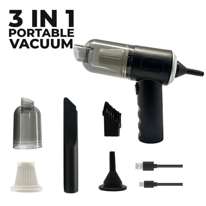 3 In 1 Portable Vacuum Cleaner Duster Blower | Air Pump Wireless Hand-held Cleaning For Car Home