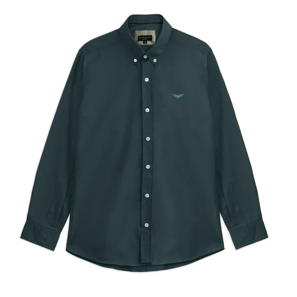 Dark Pine Green Logo Embroidered Oxford Shirt | Large | Extra Large