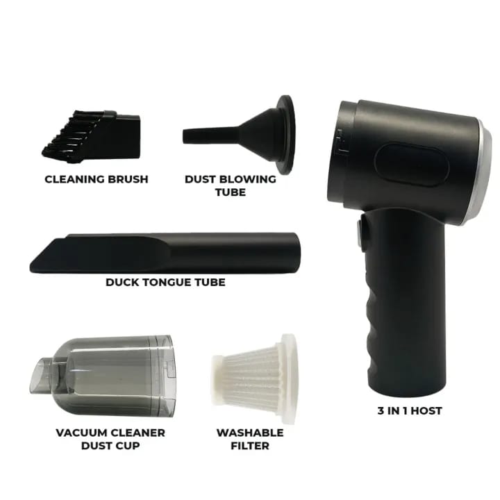 3 In 1 Portable Vacuum Cleaner Duster Blower | Air Pump Wireless Hand-held Cleaning For Car Home