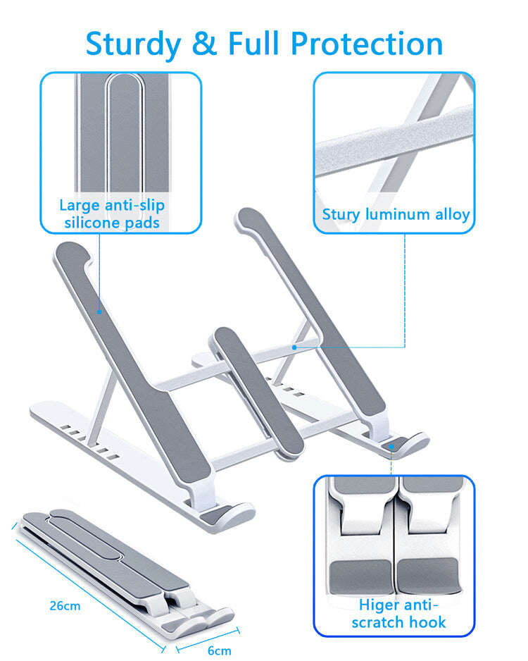 Plastic Foldable & Portal Laptop Stand | Light Weight | Adjustable | High Quality Plastic Rod