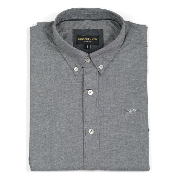 Smoke Grey Logo Embroidered Oxford Shirt | Medium | Large | Extra Large